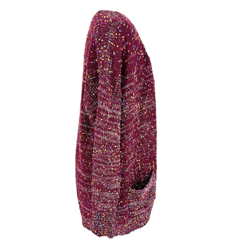 Blakely Burgundy Speckled Knit Open‎ Front Cardigan Sweater Long OS - Picture 3 of 7